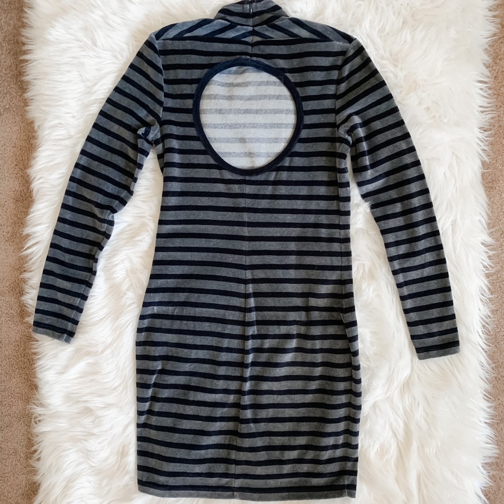 Alexander Wang Stripe Velour Turtleneck Dress - Picture 4 of 8